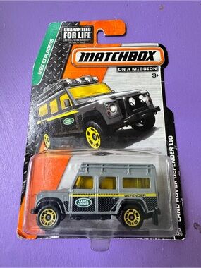 Matchbox Land Rover Defender 110 Toy Car - Gray & Yellow